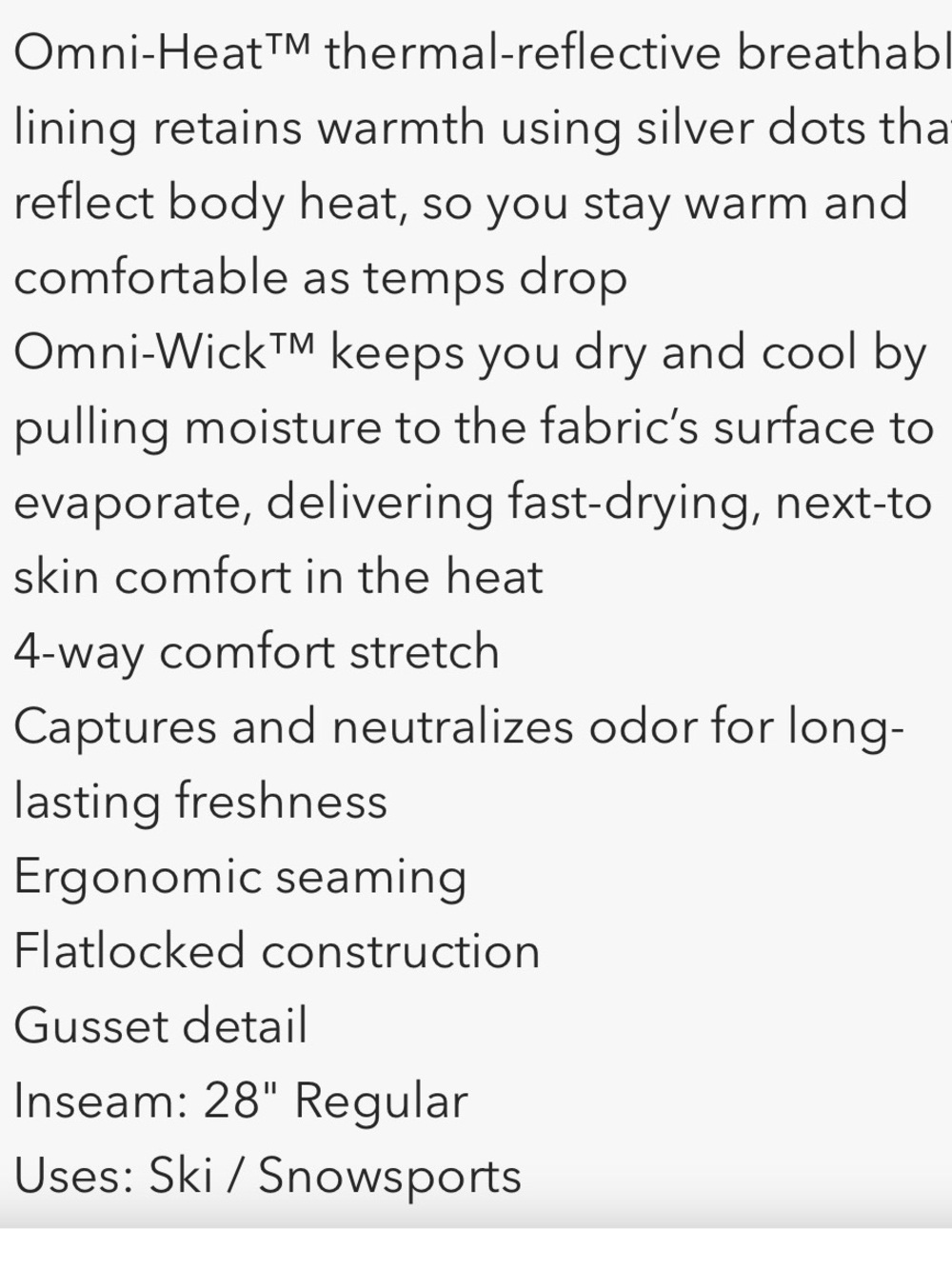 Columbia Black Heavyweight Omni-heat  Base Layer leggings M - Picture 9 of 9